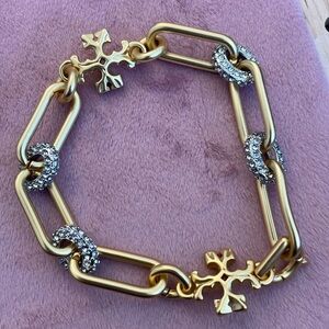 Tory Burch gold tone bracelet with crystals
